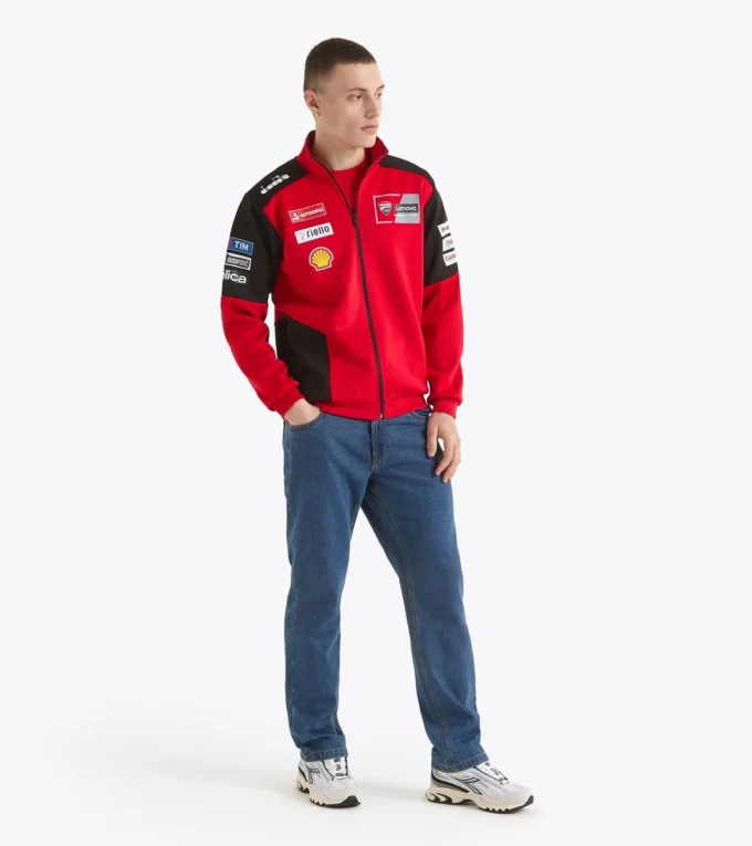 Full-Zip Ducati Replica Mgp25 Sportliches Ducati 2025 MotoGP Replica Sweatshirt mit durchgehendem Reißverschluss