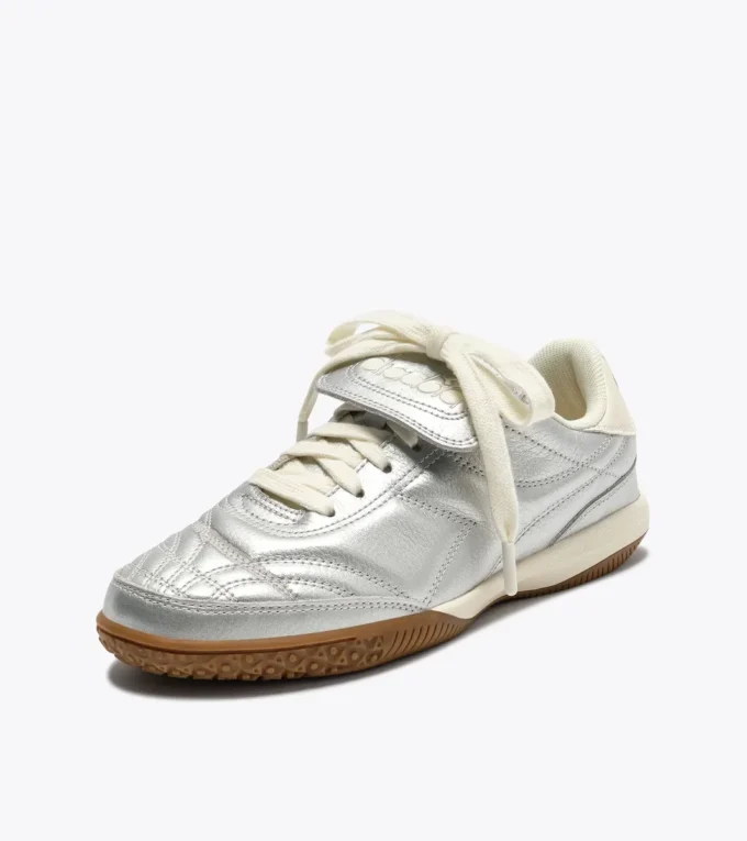 Goldfarbene Indoor Metallic Terrace Sneakers aus laminiertem Leder